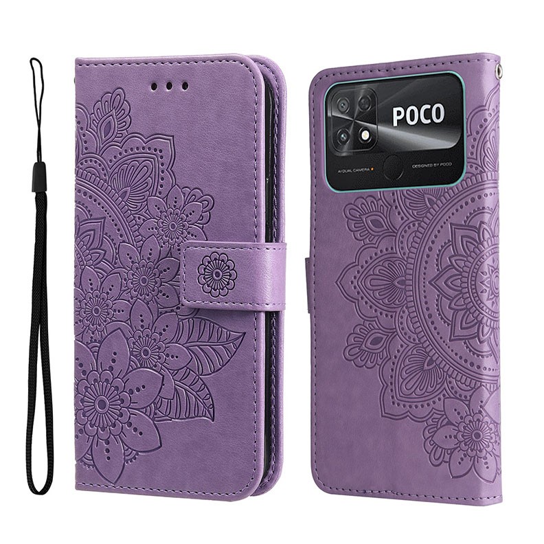 Xiaomi Poco C40 7-Petal Flowers Θήκη Πορτοφόλι Light Purple