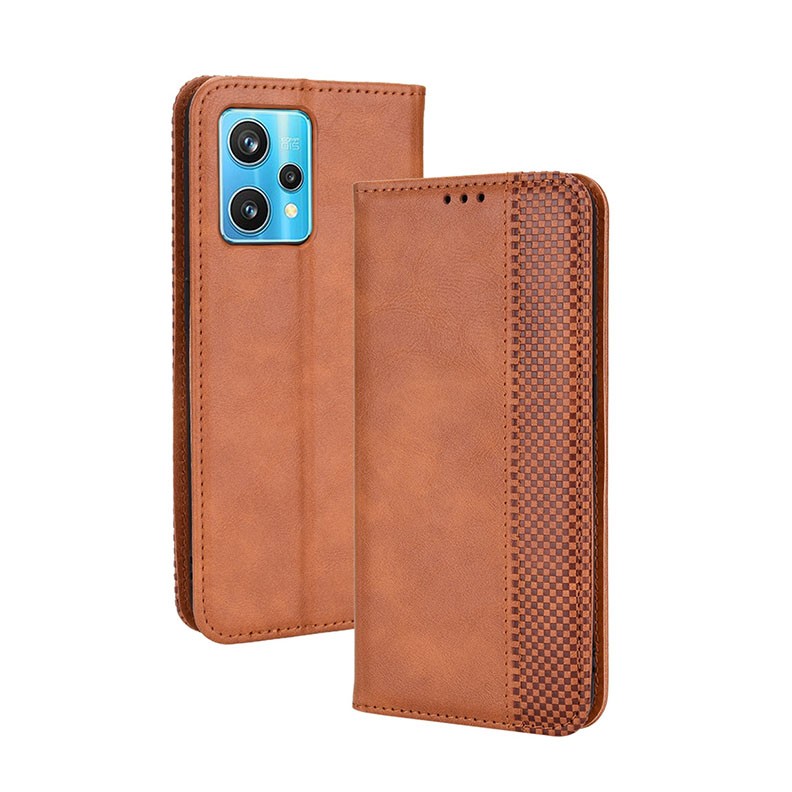 Realme 9 Pro 5G Magnetic Buckle Retro Θήκη Βιβλίο Brown