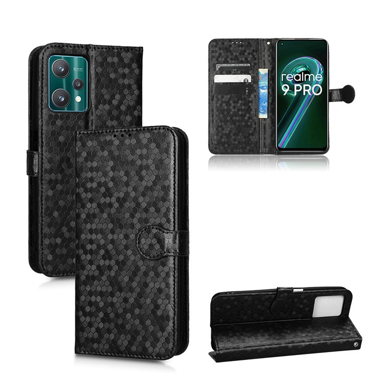 Realme 9 Pro 5G Honeycomb Θήκη Πορτοφόλι Black