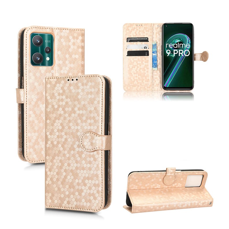 Realme 9 Pro 5G Honeycomb Θήκη Πορτοφόλι Gold