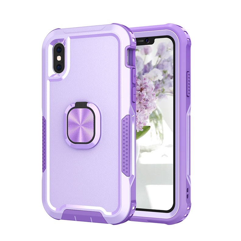 Apple iPhone X/Xs 3 in 1 Σκληρή θήκη με Δαχτυλίδι Purple