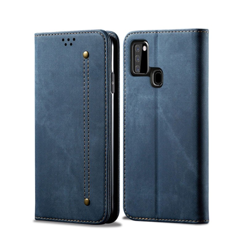 Samsung Galaxy A21s Denim Texture  Θήκη Βιβλίο Blue