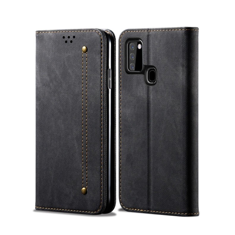 Samsung Galaxy A21s Denim Texture  Θήκη Βιβλίο Black