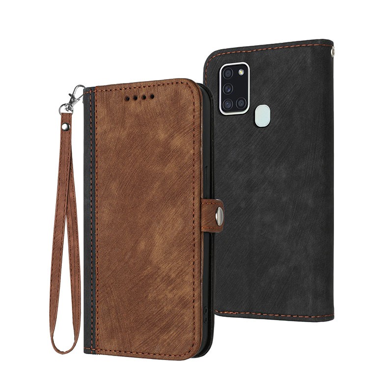 Samsung Galaxy A21s Double Buckle Θήκη Πορτοφόλι Brown