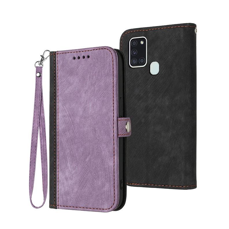 Samsung Galaxy A21s Double Buckle Θήκη Πορτοφόλι Purple