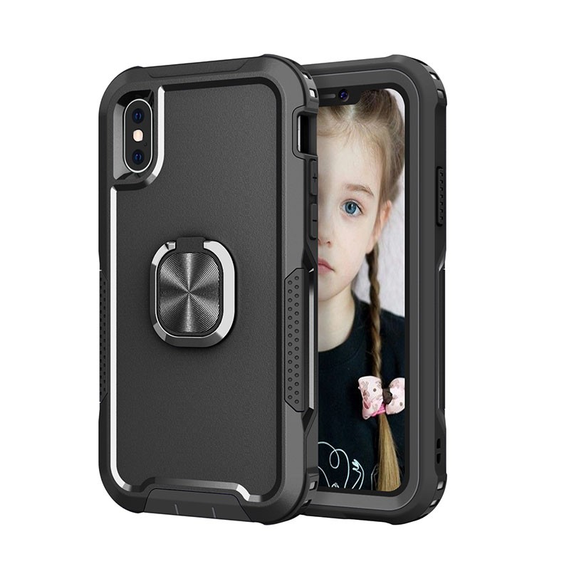 Apple iPhone X/Xs 3 in 1 Σκληρή θήκη με Δαχτυλίδι Black