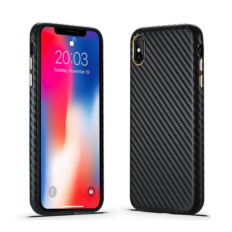 Apple iPhone X/Xs Carbon Fiber θήκη Σιλικόνης Black