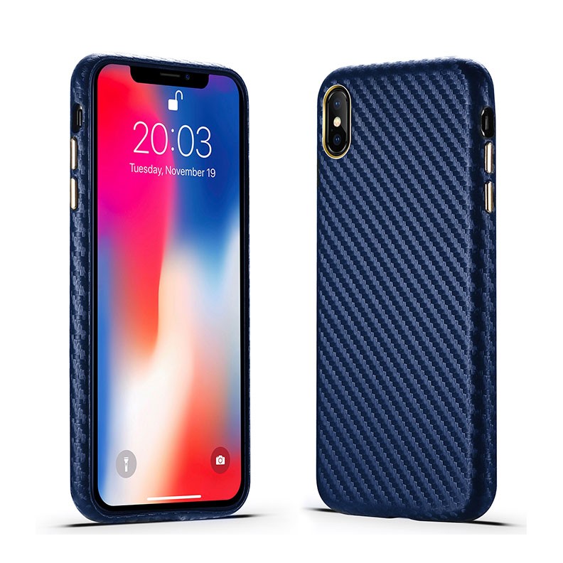 Apple iPhone X/Xs Carbon Fiber θήκη Σιλικόνης Blue