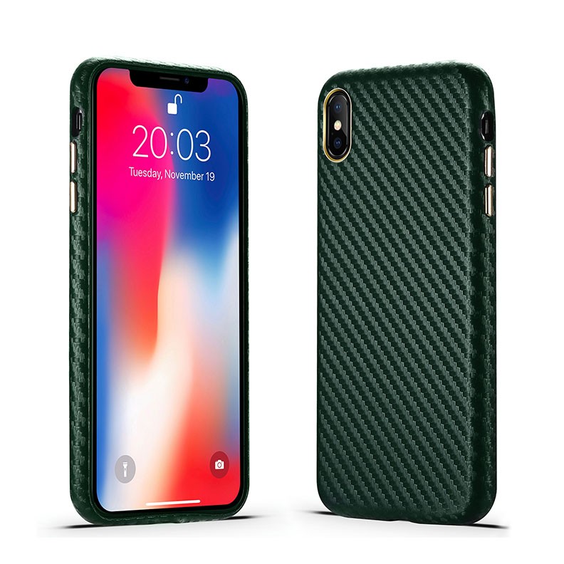 Apple iPhone X/Xs Carbon Fiber θήκη Σιλικόνης Green