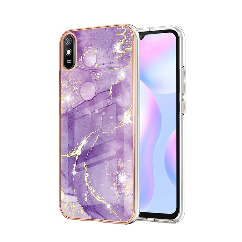 Xiaomi Redmi 9A Marble Pattern Θήκη Σιλικόνης Purple