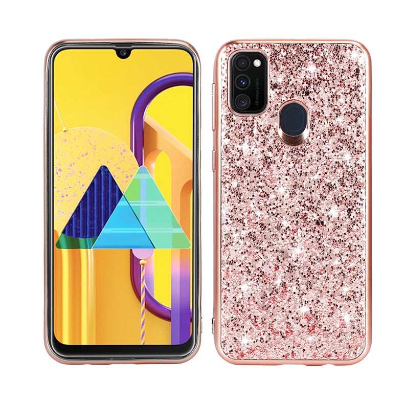 Samsung Galaxy A21s Glitter Powder Θήκη Σιλικόνης Rose Gold