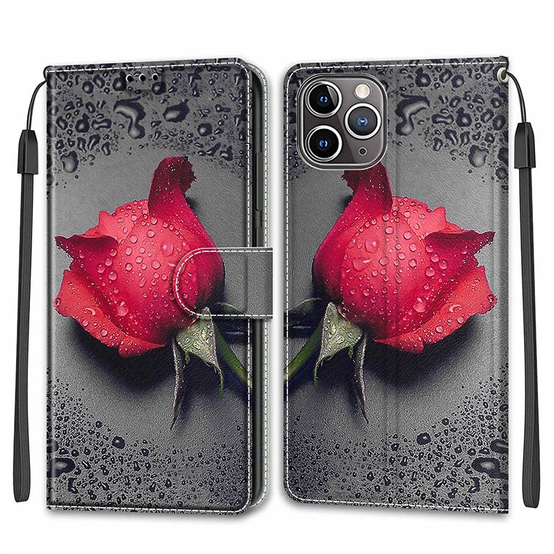 Apple iPhone 11 Pro Max Water and Roses Θήκη Πορτοφόλι Black Water Rose