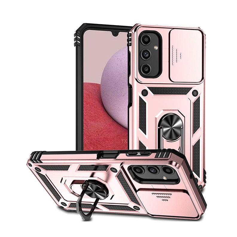 Samsung Galaxy A14 5G Sliding Camshield Σκληρή Θήκη με Δαχτυλίδι Rose Gold
