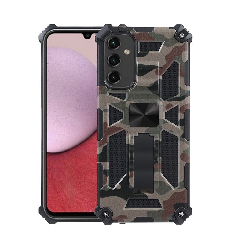 Samsung Galaxy A14 5G Camouflage Armor Kickstand Σκληρή Θήκη Army Green