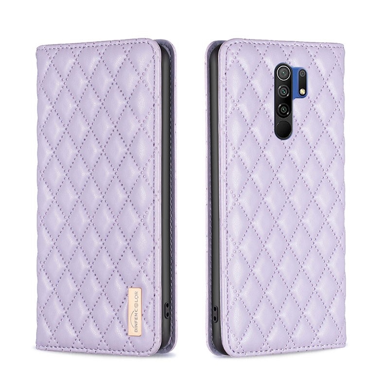 Xiaomi Redmi 9 Puff Rhombus Θήκη Βιβλίο Purple
