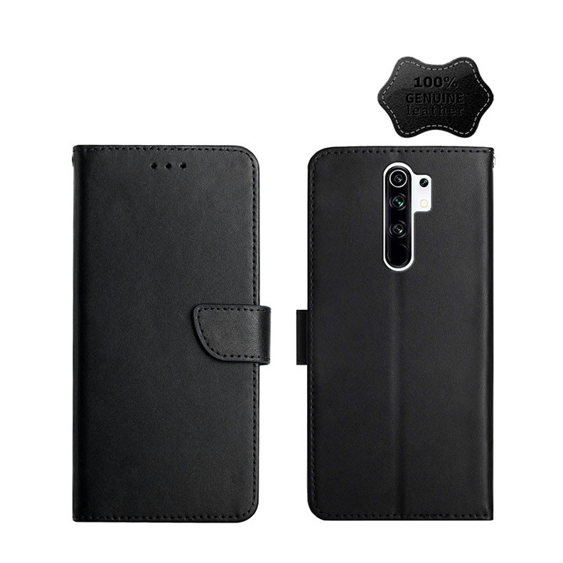 Xiaomi Redmi 9 Genuine Leather Θήκη Πορτοφόλι Black