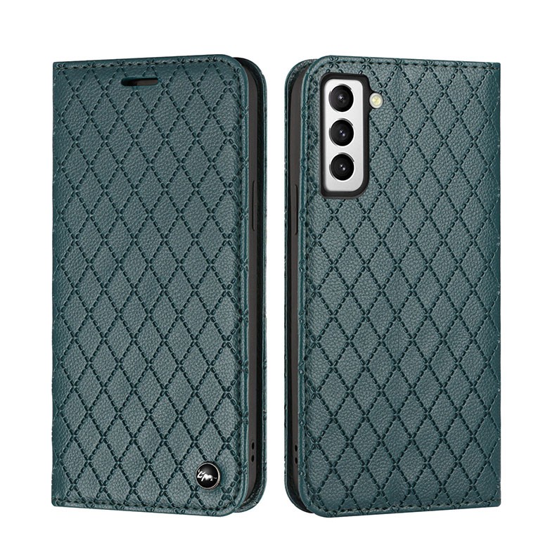 Samsung Galaxy S21 Plus 5G Rhombus Texture Θήκη Βιβλίο Green