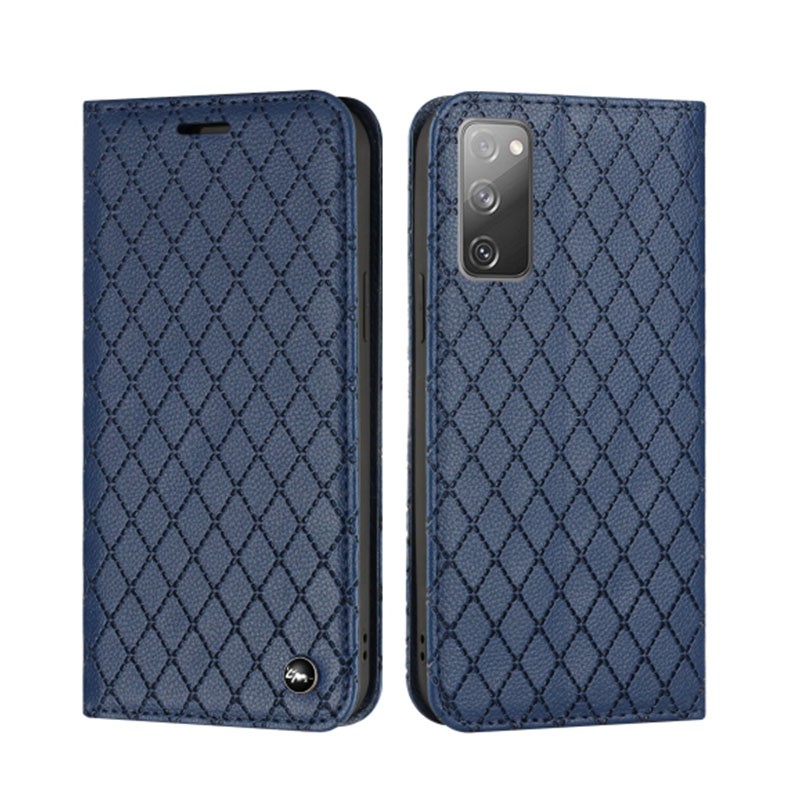 Samsung Galaxy S20 FE Rhombus Texture Θήκη Βιβλίο Blue