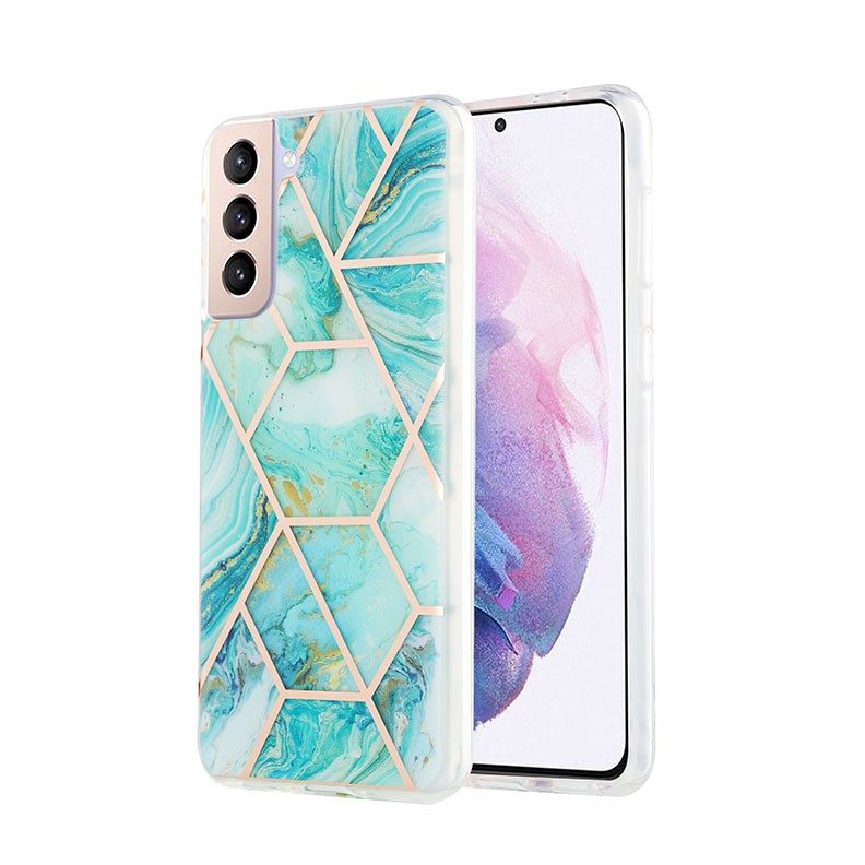 Samsung Galaxy S21 Plus 5G Splicing Marble Σκληρή Θήκη Σιλικόνης Blue