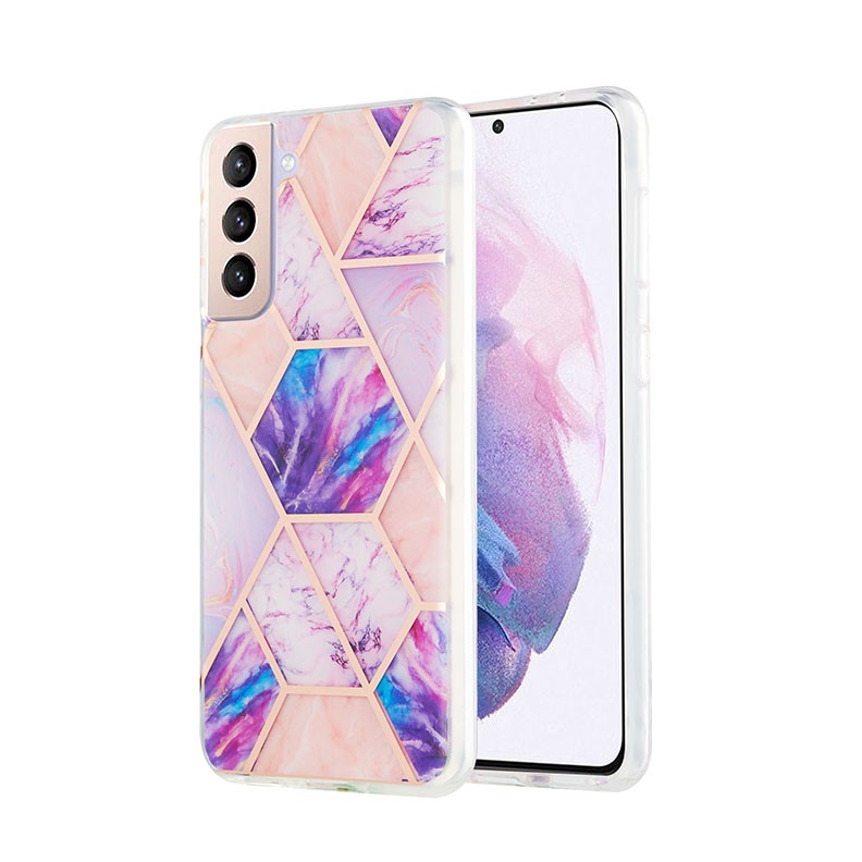 Samsung Galaxy S21 Plus 5G Splicing Marble Σκληρή Θήκη Σιλικόνης Light Purple