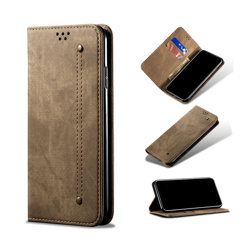 Samsung Galaxy S20 FE Denim Texture Θήκη Βιβλίο Khaki