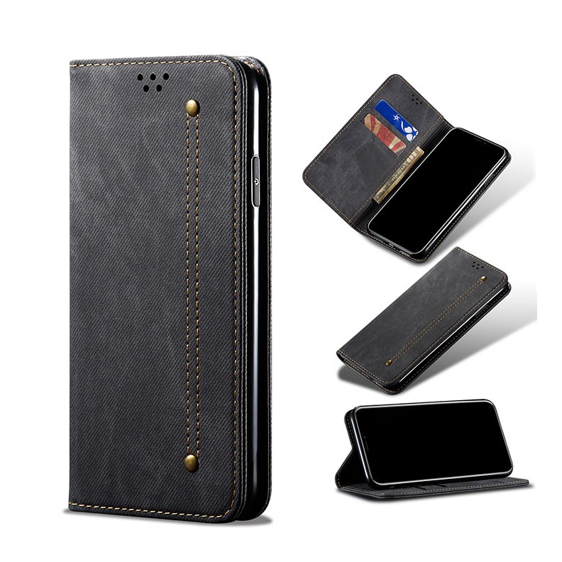 Samsung Galaxy S20 FE Denim Texture Θήκη Βιβλίο Black