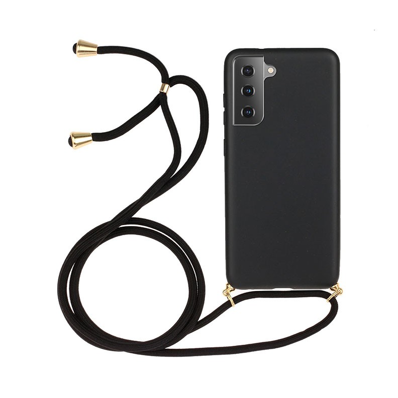 Samsung Galaxy A54 5G Wheat Straw Θήκη Σιλικόνης με Λουράκι Black