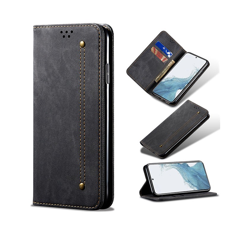 Samsung Galaxy A54 5G Denim Texture Θήκη Βιβλίο Black