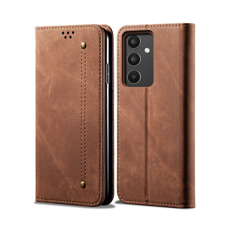 Samsung Galaxy A54 5G Denim Texture Θήκη Βιβλίο Brown