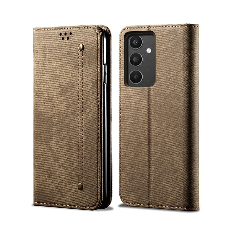 Samsung Galaxy A54 5G Denim Texture Θήκη Βιβλίο Khaki
