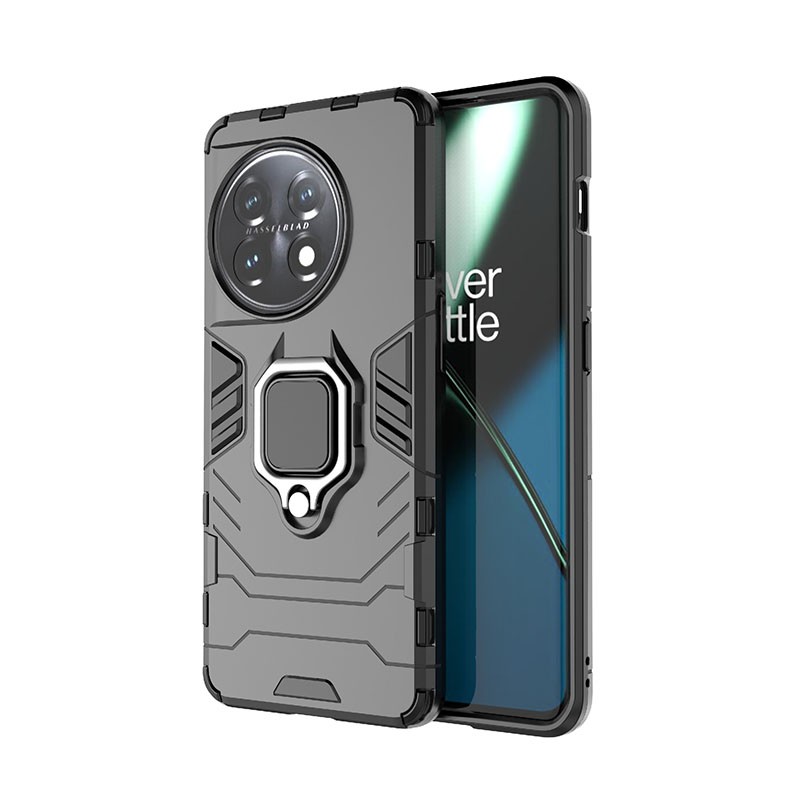 OnePlus 11 5G Ring Armor Σκληρή Θήκη Σιλικόνης με Δαχτυλίδι Black