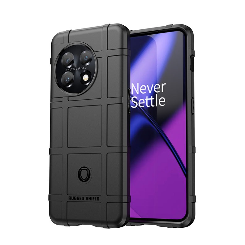 OnePlus 11 5G Grid Design Σκληρή Θήκη Σιλικόνης Black