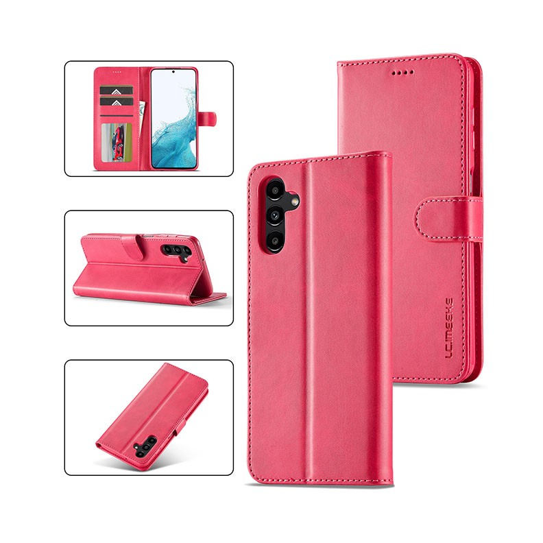 Samsung Galaxy A54 5G LC.IMEEKE Calf Texture Θήκη Πορτοφόλι Rose Red