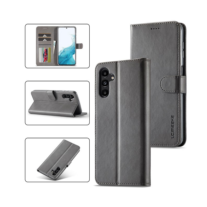 Samsung Galaxy A54 5G LC.IMEEKE Calf Texture Θήκη Πορτοφόλι Grey