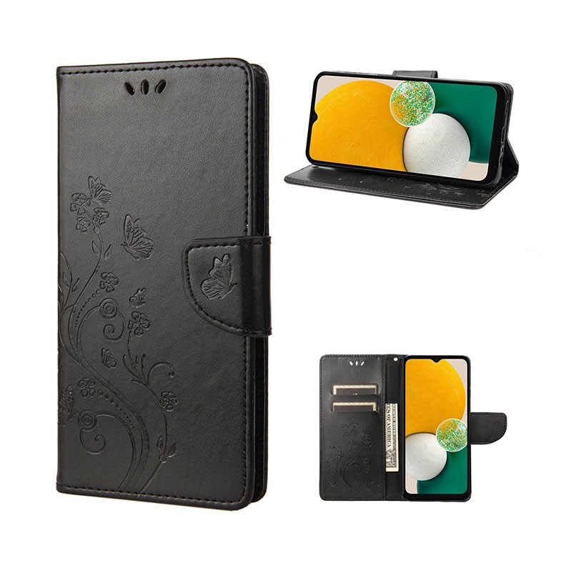 Samsung Galaxy A54 5G Butterfly Flower Θήκη Πορτοφόλι Black