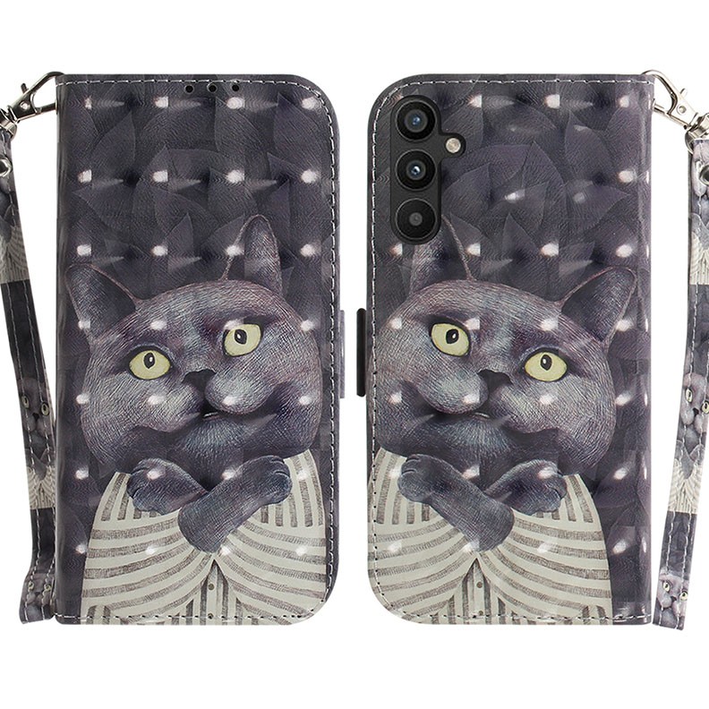 Samsung Galaxy A34 5G 3D Colored Θήκη Πορτοφόλι Hug Cat