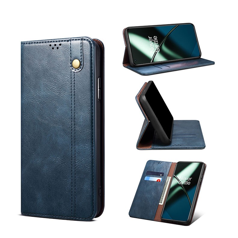 OnePlus 11 5G Oil Wax Θήκη Βιβλίο Blue