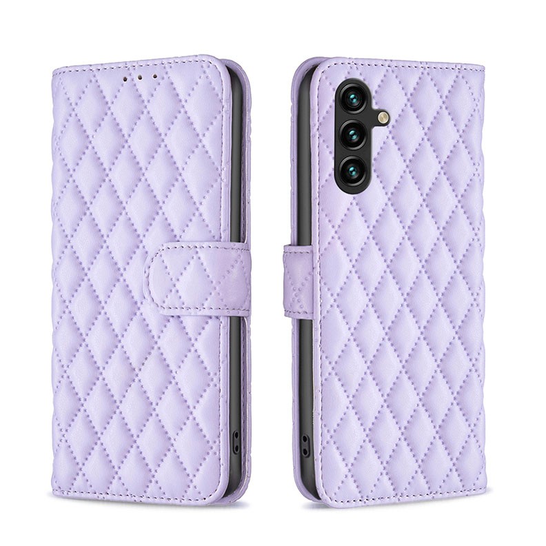 Samsung Galaxy A14 5G Puff Rhombus Θήκη Πορτοφόλι Purple