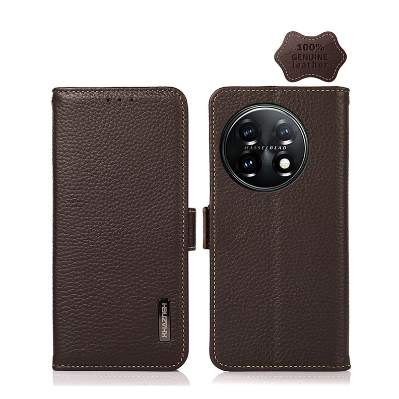 OnePlus 11 5G Genuine Leather Θήκη Πορτοφόλι Brown