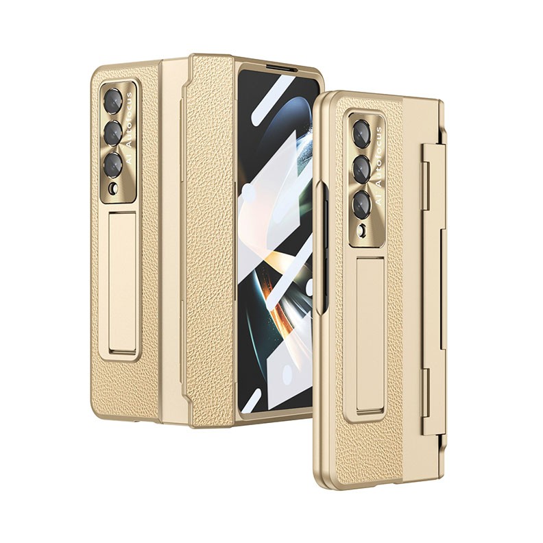 Samsung Galaxy Z Fold3 5G Electroplating Σκληρή Θήκη με Βάση Στήριξης Gold