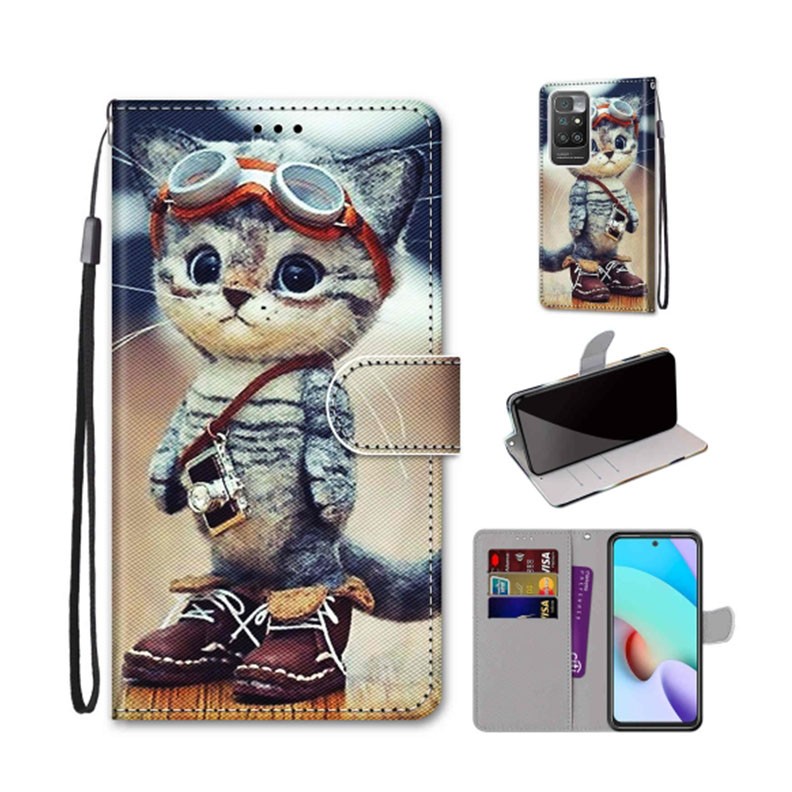 Xiaomi Redmi 10 Leather Case  Θήκη Πορτοφόλι Leather Shoes Cat