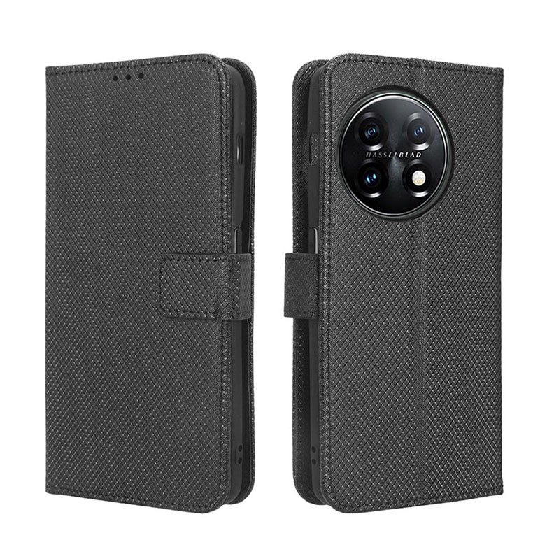 OnePlus 11 5G Diamond Texture Θήκη Πορτοφόλι Black