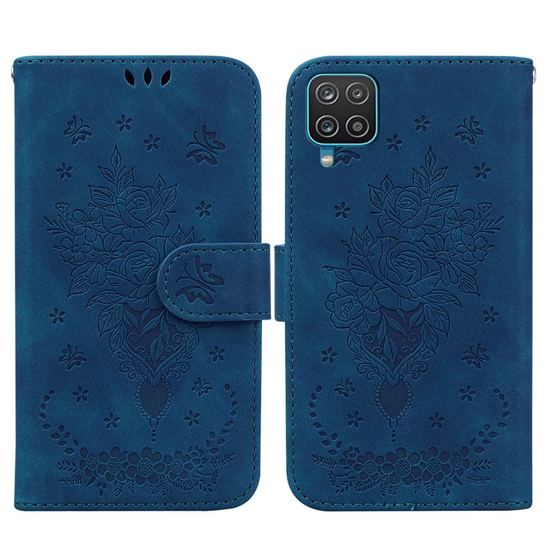 Samsung Galaxy A12 Butterfly Rose Θήκη Πορτοφόλι Blue