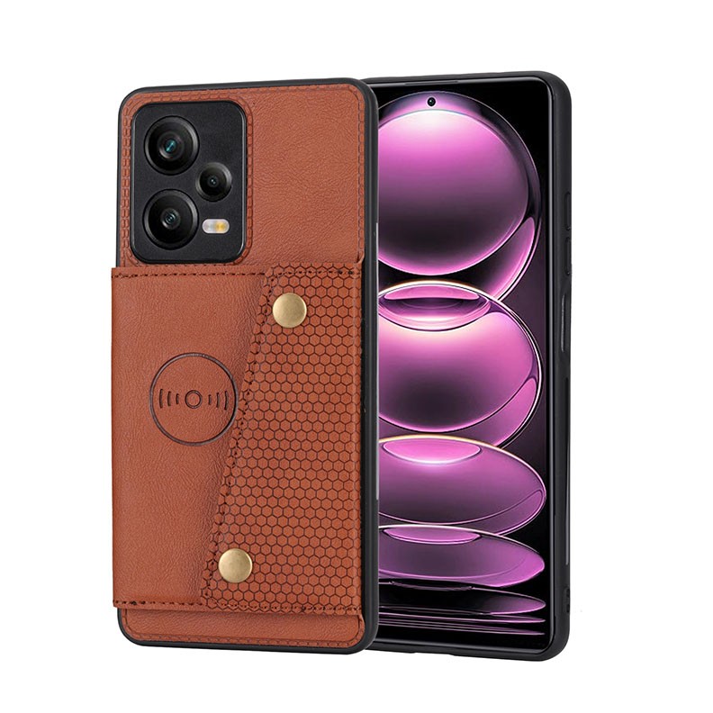 Xiaomi Redmi Note 12 Pro Plus Double Buckle Σκληρή Θήκη με Πορτοφόλι Brown