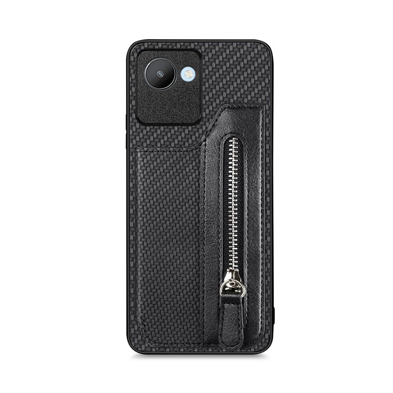 Realme C30 Carbon Fiber Σκληρή Θήκη με Πορτοφόλι Black