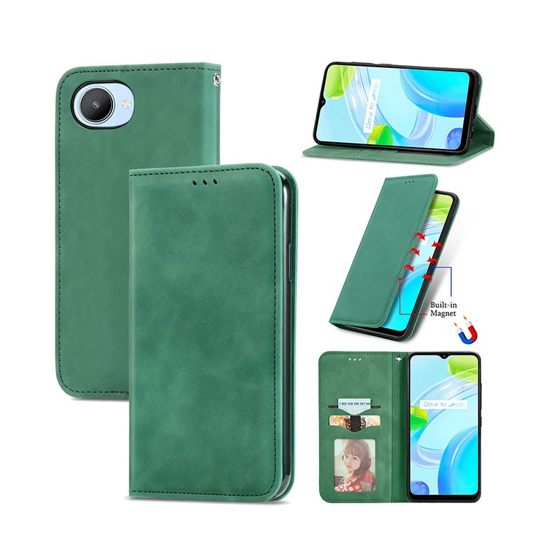 Realme C30 Skin Feel Θήκη Βιβλίο Green