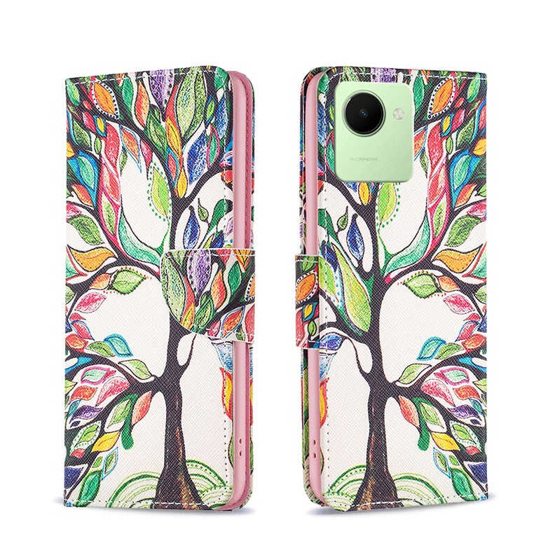 Realme C30 Colored Drawing Θήκη Πορτοφόλι Tree Life