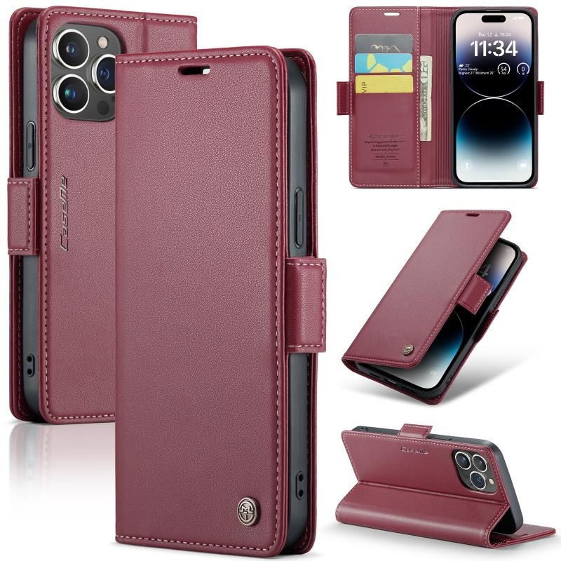 Apple iPhone 14 Pro Max CaseMe 023 Luminus Θήκη Πορτοφόλι Wine Red