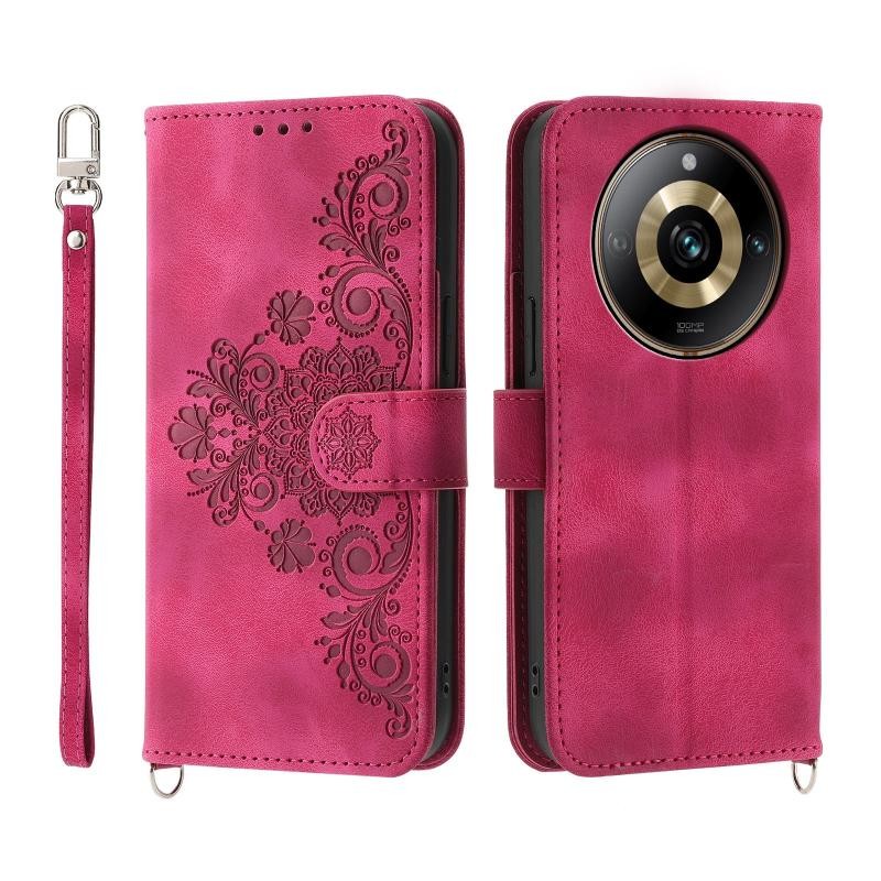 Realme 11 Pro 5G / 11 Pro Plus 5G Skin-feel Embossed Θήκη Πορτοφόλι Wine Red