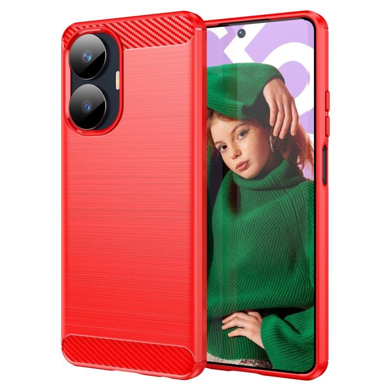 Realme C55 Brushed Carbon Θήκη Σιλικόνης Red